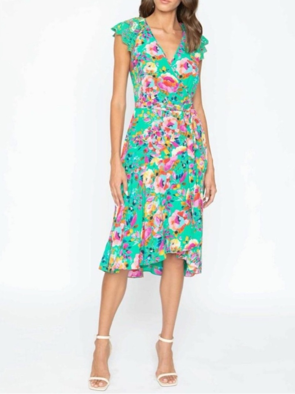 NWT CABALLERO Nelia Wrap Midi Dress Painted Flower Anthropologie M